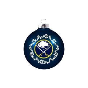 Buffalo Sabres Candy Cane Blown Glass Ball Ornament Collectible NHL New